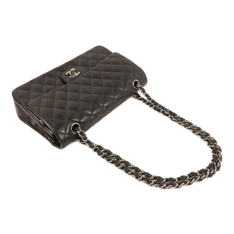 CHANEL 羊皮皮革Classic 25銀扣鏈帶肩背袋-8