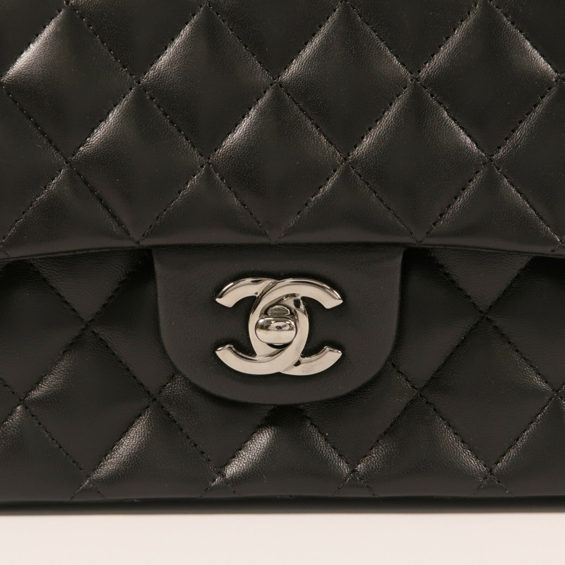 CHANEL 羊皮皮革Classic 25銀扣鏈帶肩背袋-9