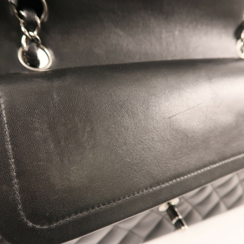 CHANEL 羊皮皮革Classic 25銀扣鏈帶肩背袋-14