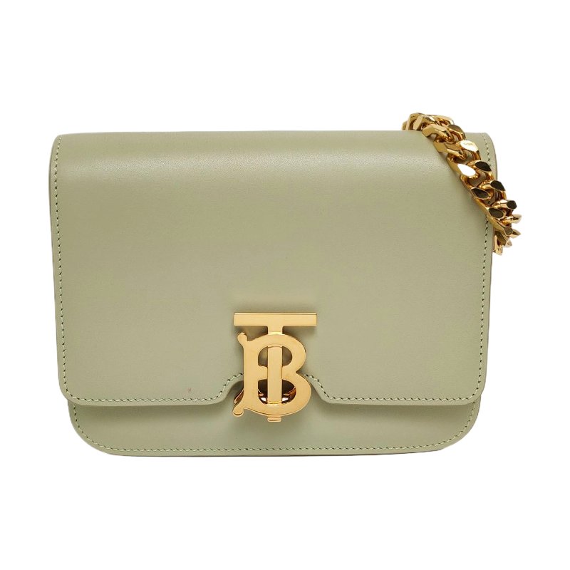 BURBERRY TB 迷你淺綠色牛皮單肩包金色五金-0