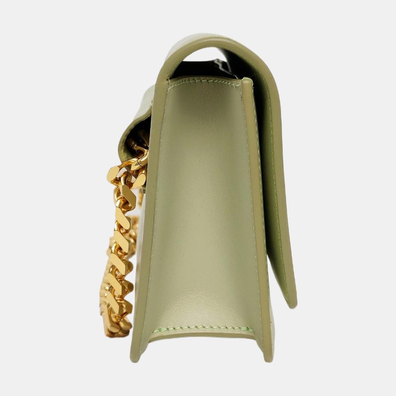 BURBERRY TB 迷你淺綠色牛皮單肩包金色五金-3