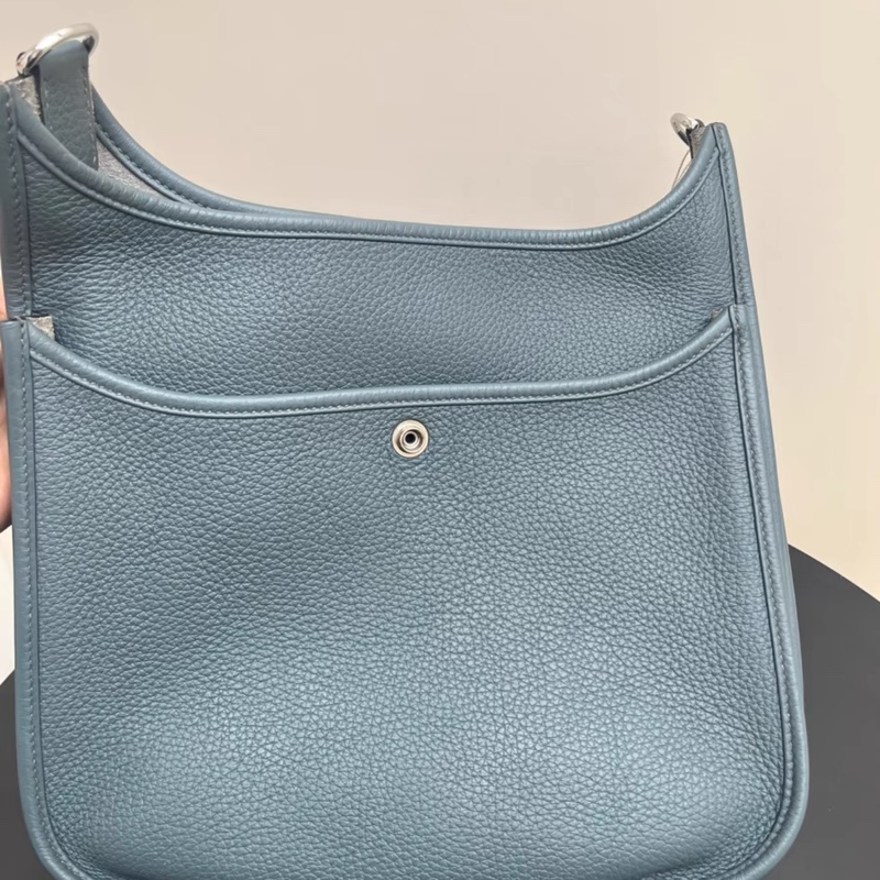【98新】HERMES/愛馬仕 Evelyne III 29 伊芙琳 亞麻藍 Y刻銀扣 Clemence小公牛皮 尺寸：29*8*30cm附件：盒子 塵袋 票 肩帶 21年小票-1