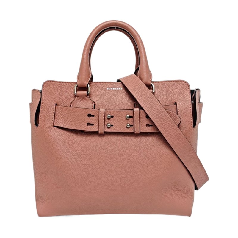 BURBERRY The Belt小號粉色牛皮貝爾特包單肩包手提包銀色五金可拆卸肩帶 9.8新-0