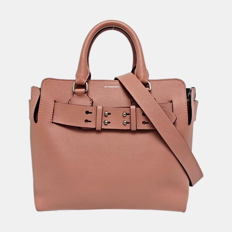 BURBERRY The Belt小號粉色牛皮貝爾特包單肩包手提包銀色五金可拆卸肩帶 9.8新-7