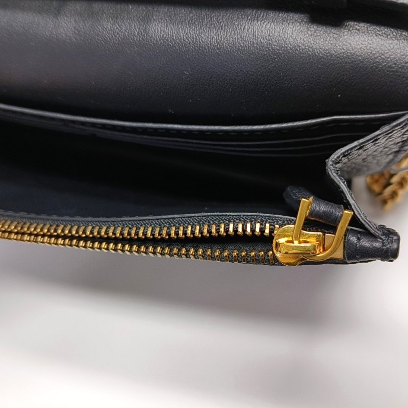 BURBERRY黑色牛皮單肩包斜挎包金色五金可拆卸肩帶-11