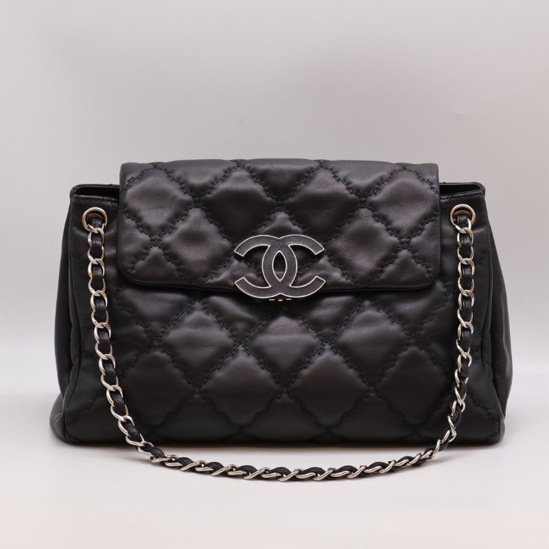 CHANEL Hampton肩背包 - 黑銀17開-0