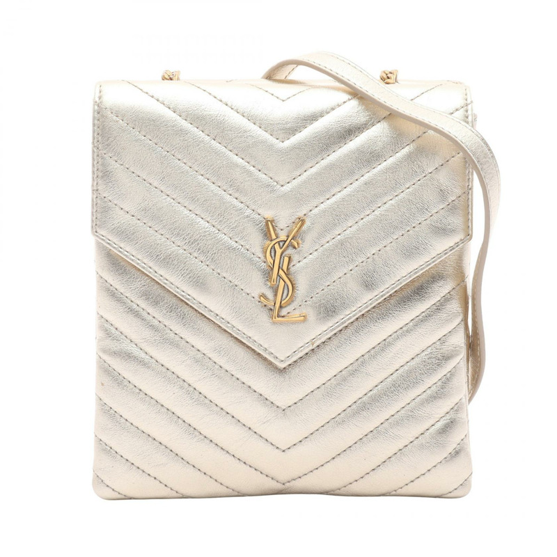 SAINT LAURENT PARIS YSL logo 鏈條單肩包 672718 皮革 二手 女士 GHW-0