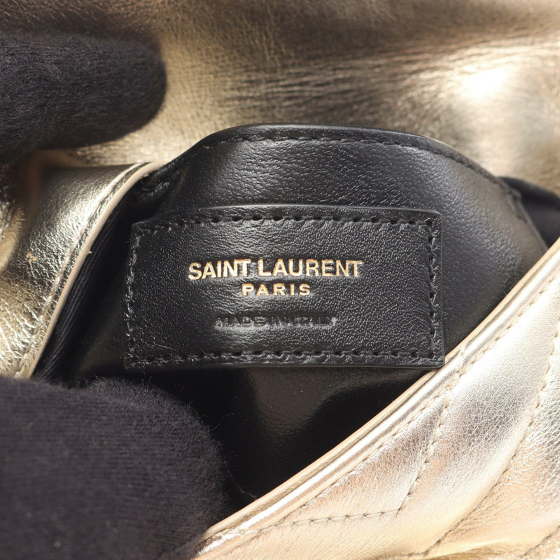 SAINT LAURENT PARIS YSL logo 鏈條單肩包 672718 皮革 二手 女士 GHW-4