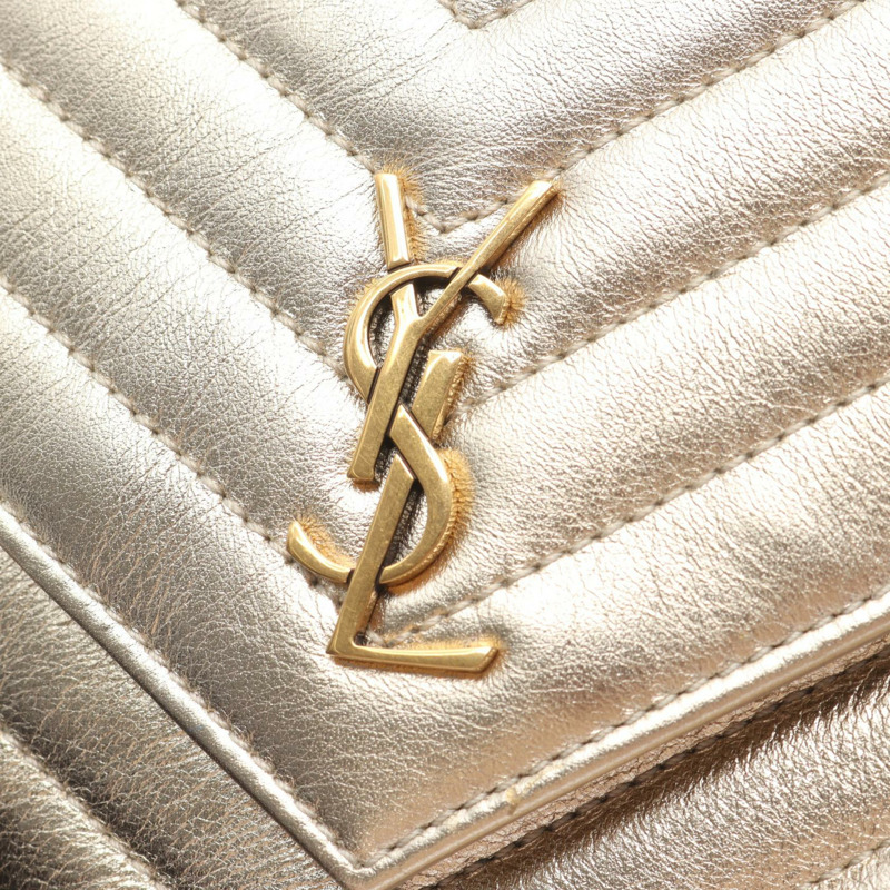 SAINT LAURENT PARIS YSL logo 鏈條單肩包 672718 皮革 二手 女士 GHW-7