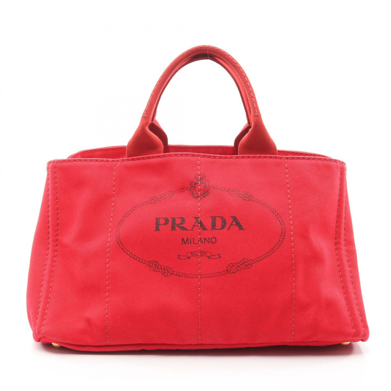 PRADA Canapa 手提包 BN1872 帆布 紅色 二手 女士-0