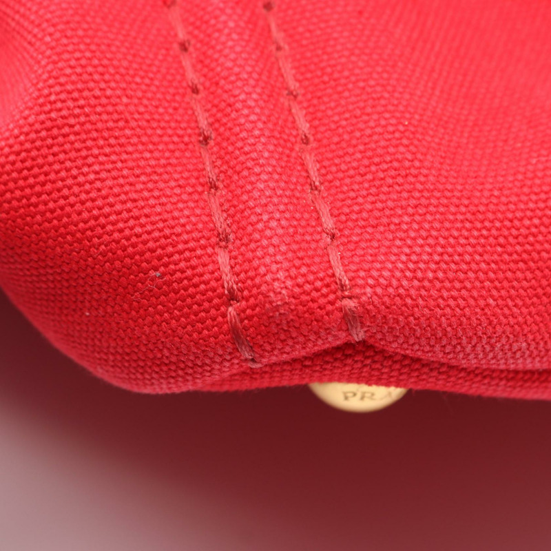 PRADA Canapa 手提包 BN1872 帆布 紅色 二手 女士-4