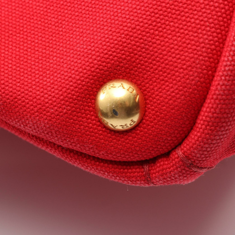 PRADA Canapa 手提包 BN1872 帆布 紅色 二手 女士-5