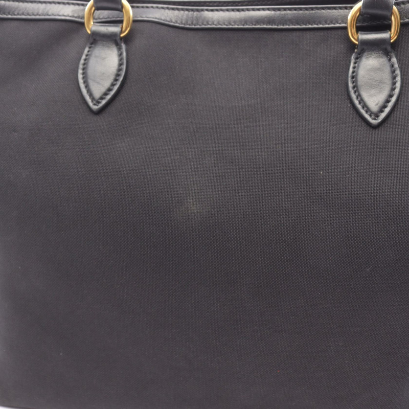 PRADA LOGO JACQUARD 單肩手提包 1BG158 帆布皮革黑色二手女款-5