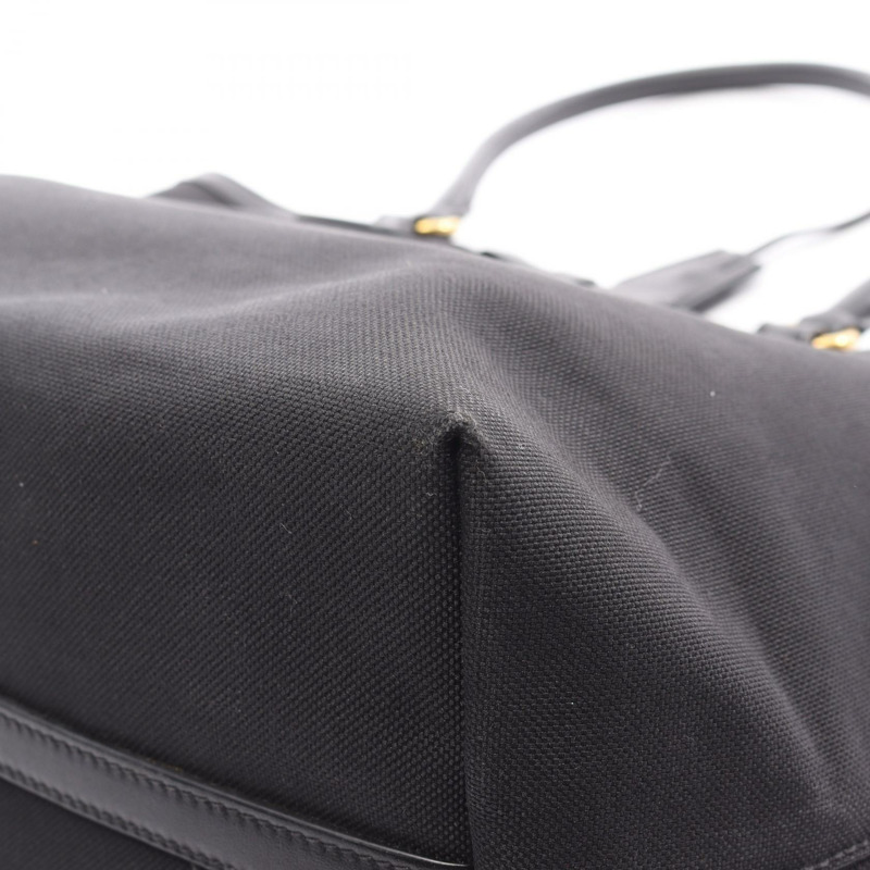 PRADA LOGO JACQUARD 單肩手提包 1BG158 帆布皮革黑色二手女款-9