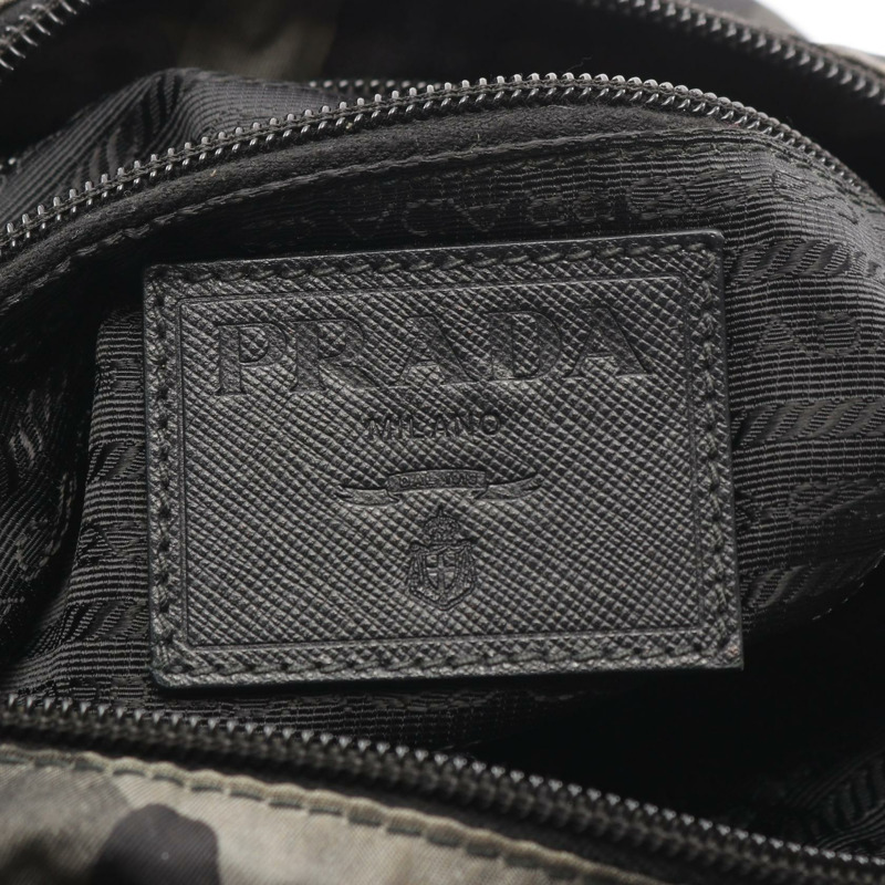 PRADA 尼龍綠色迷彩三角標誌單肩斜背包 二手 女款-3