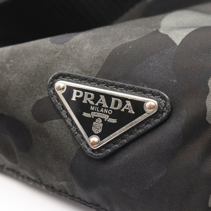 PRADA 尼龍綠色迷彩三角標誌單肩斜背包 二手 女款-6