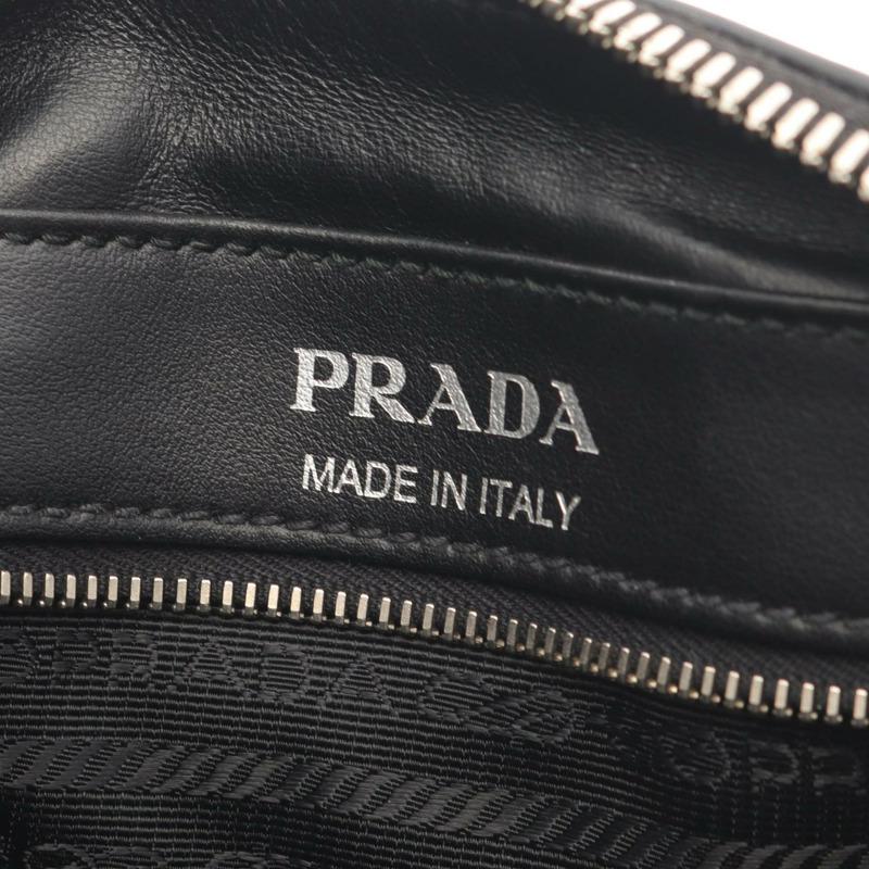 PRADA 皮革單肩斜背包，黑色、白色、粉紅色，附logo，二手女款-3