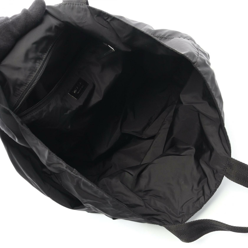 PRADA 女士黑色尼龍手提包，附標誌，二手，品牌標識-2