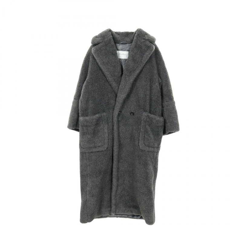 MAX MARA Kadiak 泰迪熊外套，其他材質：羊毛、絲綢、羊駝毛，灰色，二手女款-0