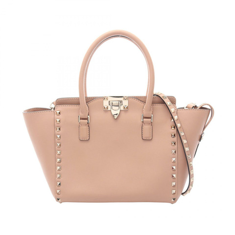Valentino Garavani Rockstuds 鉚釘單肩手提包，粉紅色皮革，二手女款