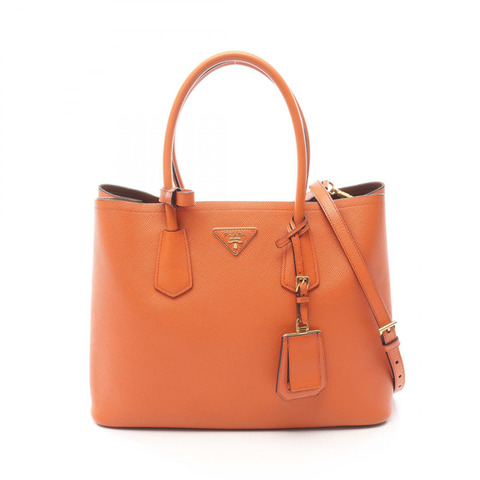 PRADA 橙色 Saffiano 皮革手提單肩斜背包（二手女款）