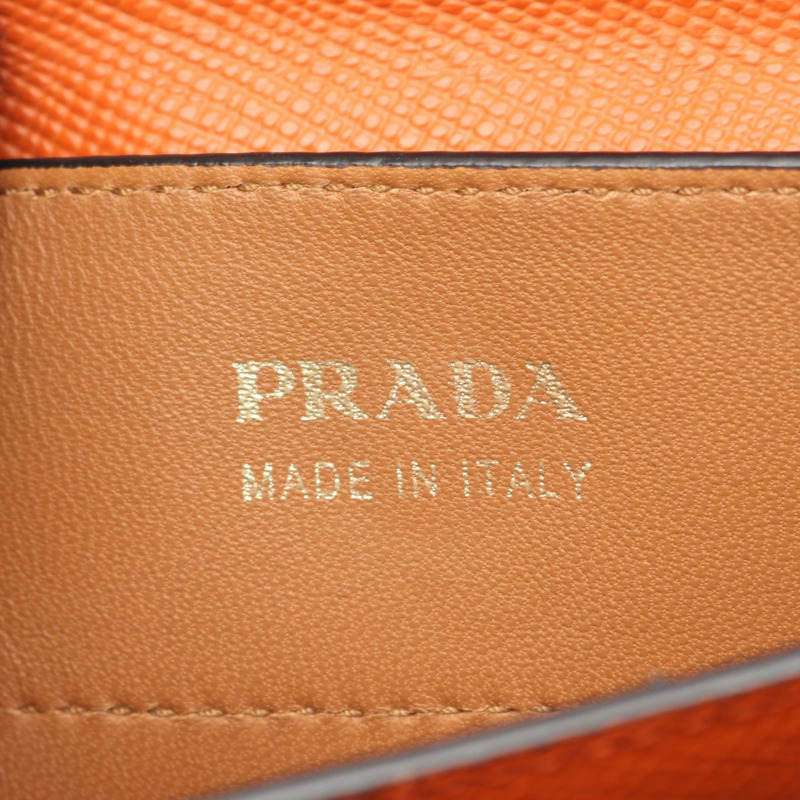 PRADA 橙色 Saffiano 皮革手提單肩斜背包（二手女款）-4