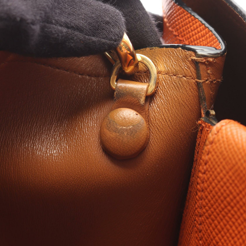 PRADA 橙色 Saffiano 皮革手提單肩斜背包（二手女款）-6