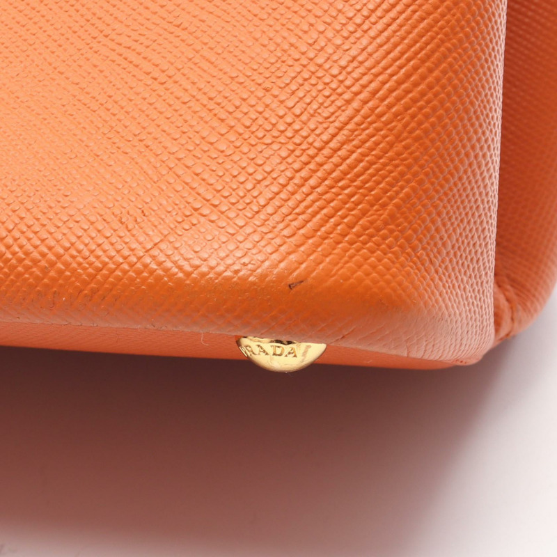 PRADA 橙色 Saffiano 皮革手提單肩斜背包（二手女款）-12