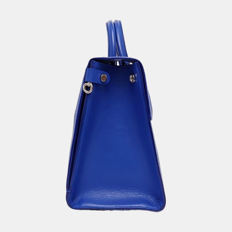 DIOR Diorever藍色牛皮單肩包斜挎包手提包銀色五金可拆卸肩帶-3