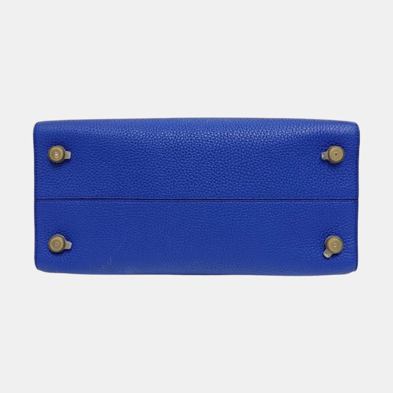 DIOR Diorever藍色牛皮單肩包斜挎包手提包銀色五金可拆卸肩帶-5