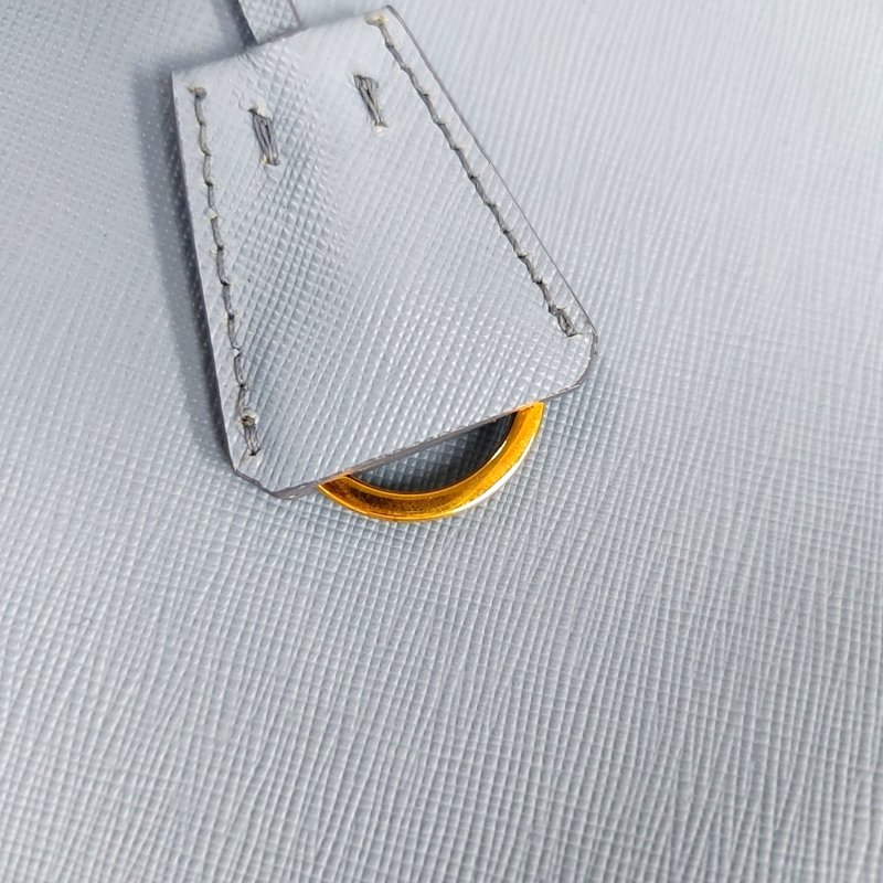 PRADA Galleria天藍色牛皮徽標十字紋斜挎包手提包單肩包金色五金可拆卸肩帶-11