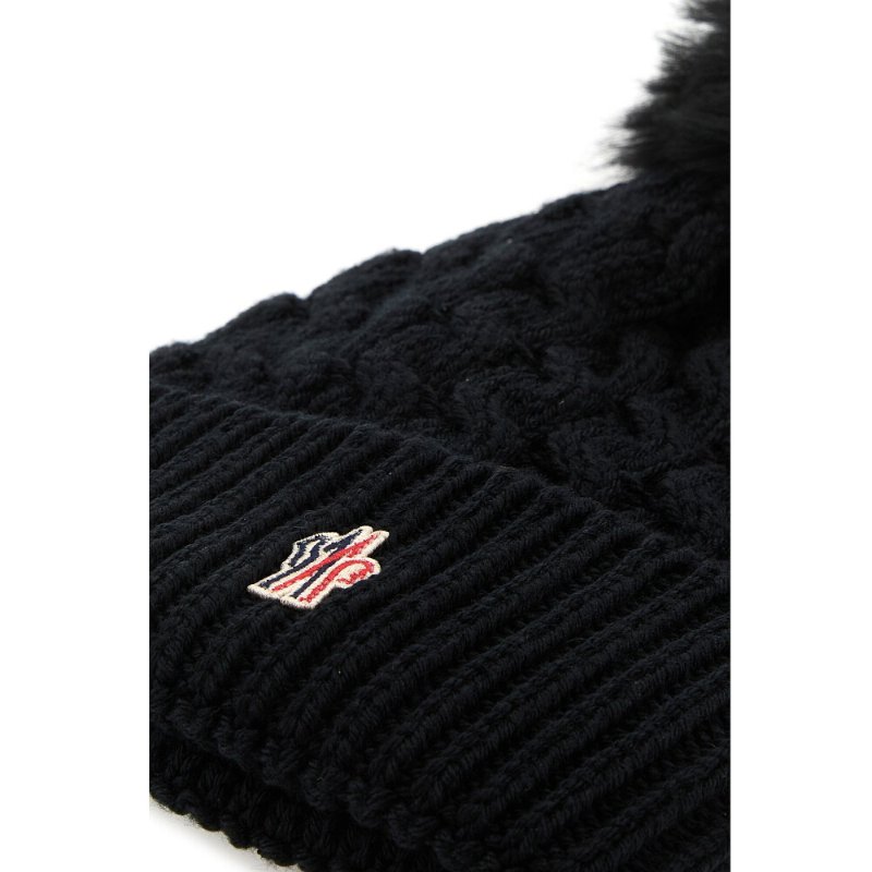 【MONCLER】GRENOBLE Pompom Wool Beanie 羊毛 絨球 帽子 毛帽 黑色 K20983B000120402A-1