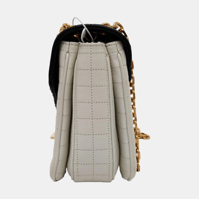 CELINE C中號白色牛皮絎縫單肩包斜挎包金色五金-2