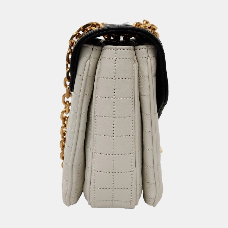 CELINE C中號白色牛皮絎縫單肩包斜挎包金色五金-3