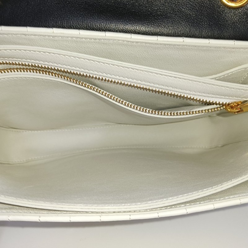 CELINE C中號白色牛皮絎縫單肩包斜挎包金色五金-6