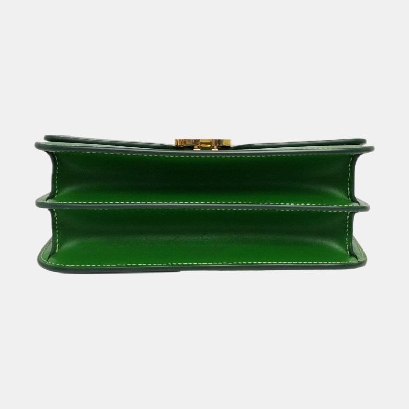 BURBERRY TB 小號綠色牛皮斜挎包金色五金可拆卸肩帶 9.8新-5