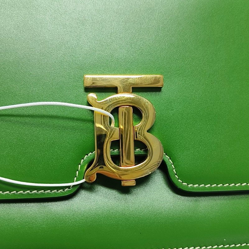 BURBERRY TB 小號綠色牛皮斜挎包金色五金可拆卸肩帶 9.8新-8