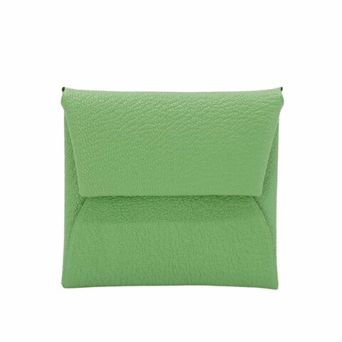 Hermes Bastia Chevre 山羊皮方型暗釦零錢包(牛油果綠)