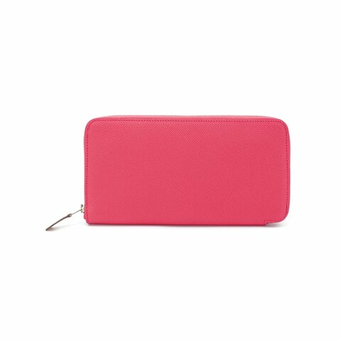 Hermes Silk In Epsom牛皮條紋圖騰絲巾長夾(6極致玫瑰粉)