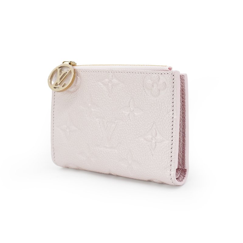 Louis Vuitton 展示品 Lisa Monogram Empreinte皮革對折短夾(M26517-珠光粉)-1