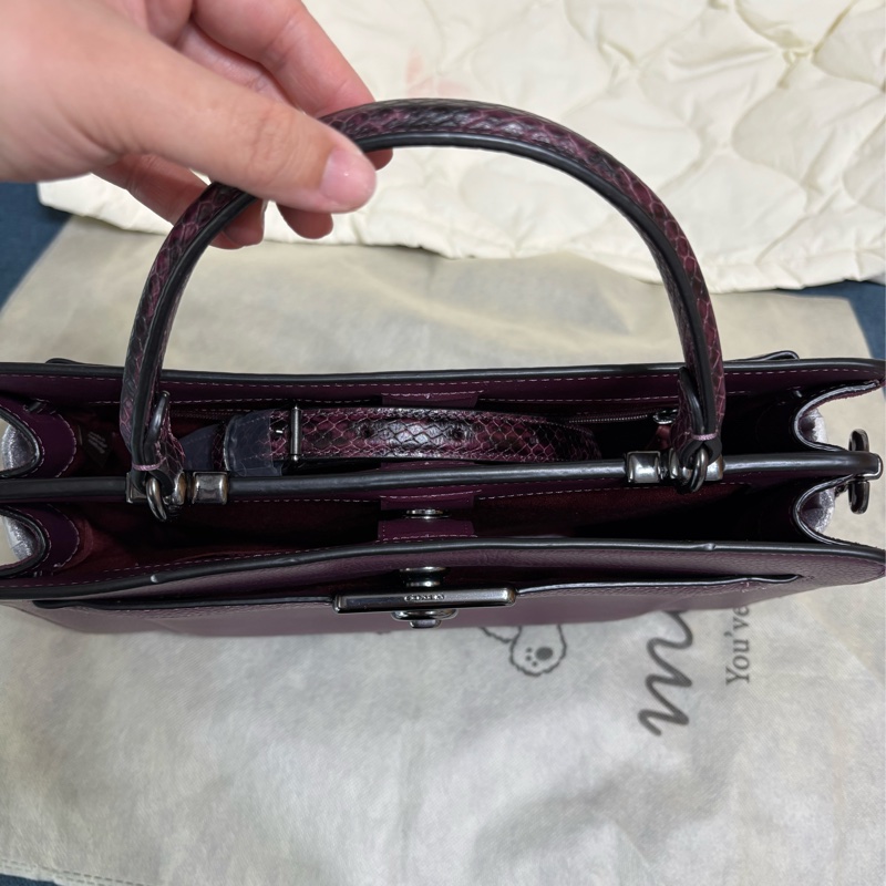 coach拼接麂皮手提包 托特包 肩背包附長背帶-1