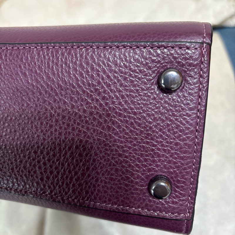 coach拼接麂皮手提包 托特包 肩背包附長背帶-12