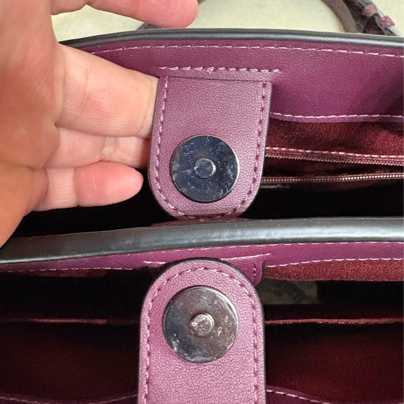 coach拼接麂皮手提包 托特包 肩背包附長背帶-18