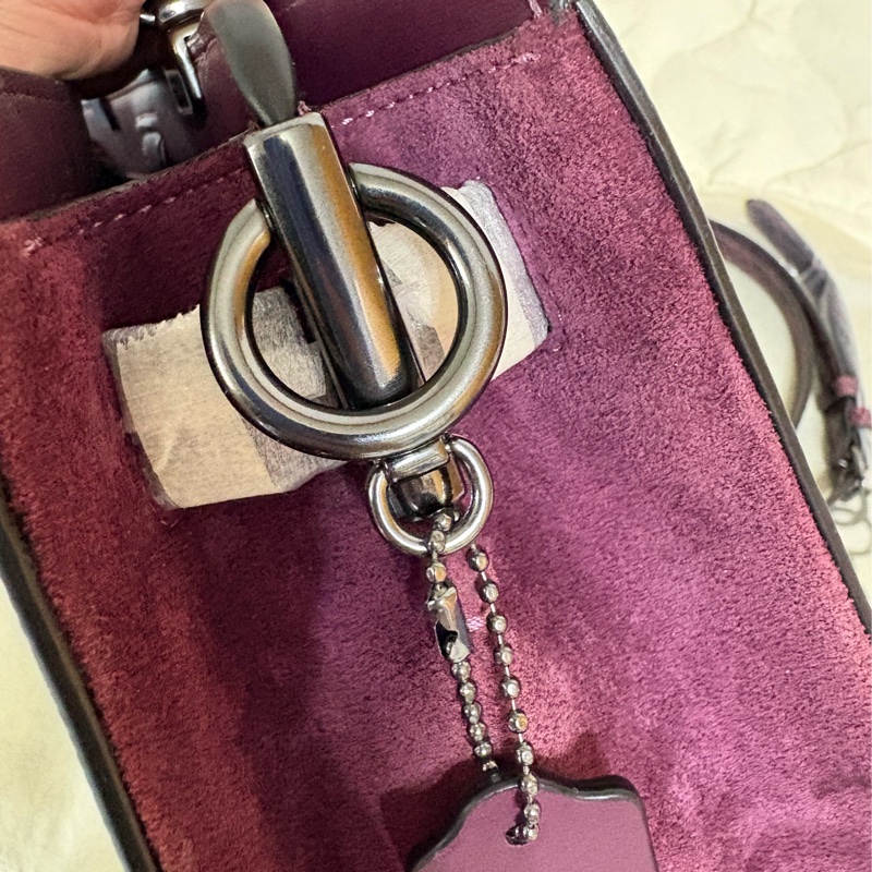 coach拼接麂皮手提包 托特包 肩背包附長背帶-19