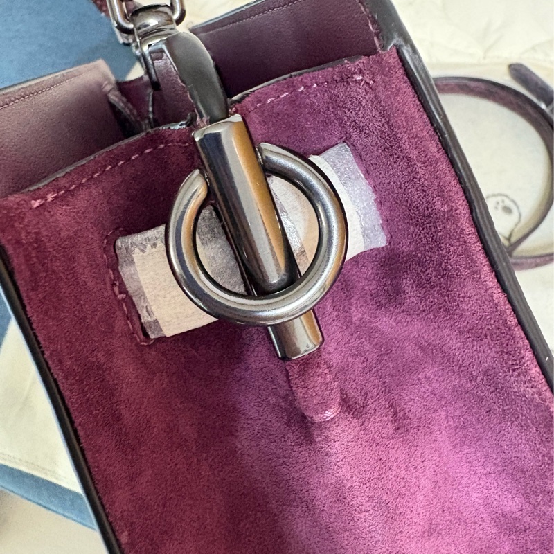 coach拼接麂皮手提包 托特包 肩背包附長背帶-20