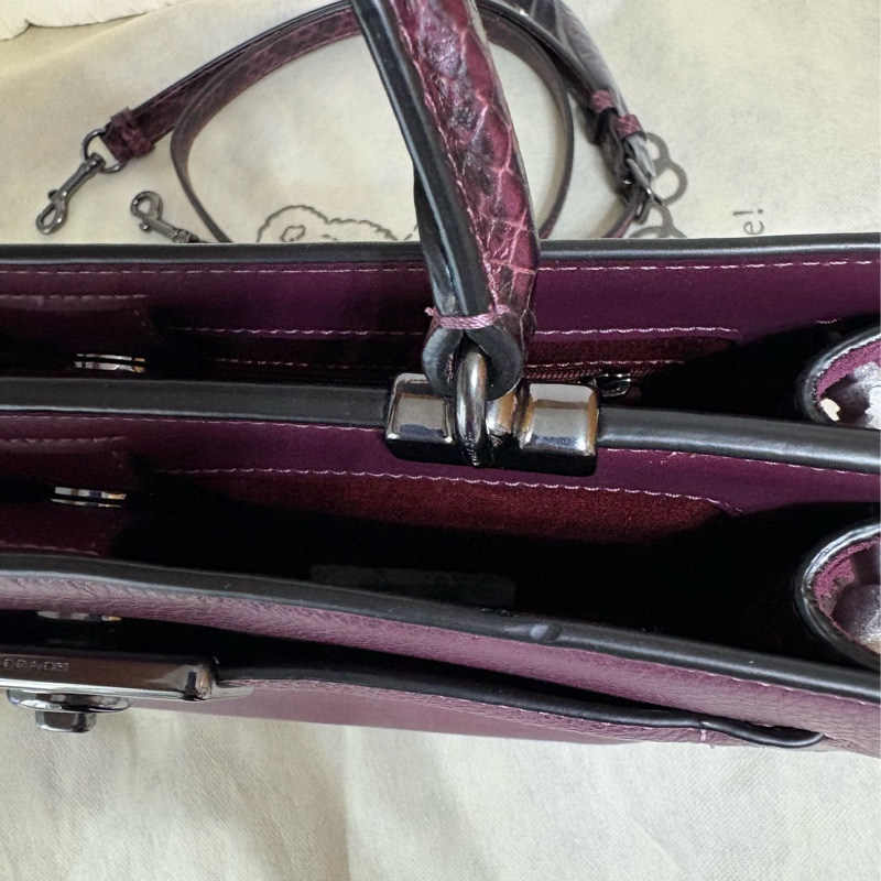 coach拼接麂皮手提包 托特包 肩背包附長背帶-22