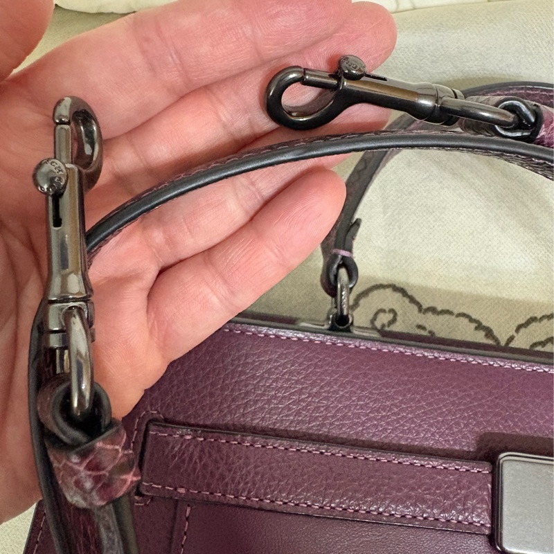 coach拼接麂皮手提包 托特包 肩背包附長背帶-23