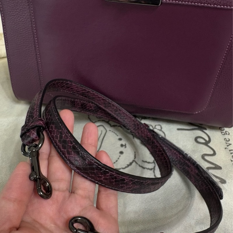 coach拼接麂皮手提包 托特包 肩背包附長背帶-28