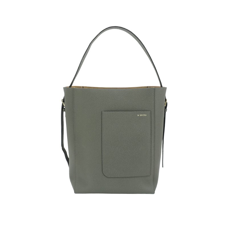 Valextra Bucket 壓紋牛皮肩背水桶包灰)-0