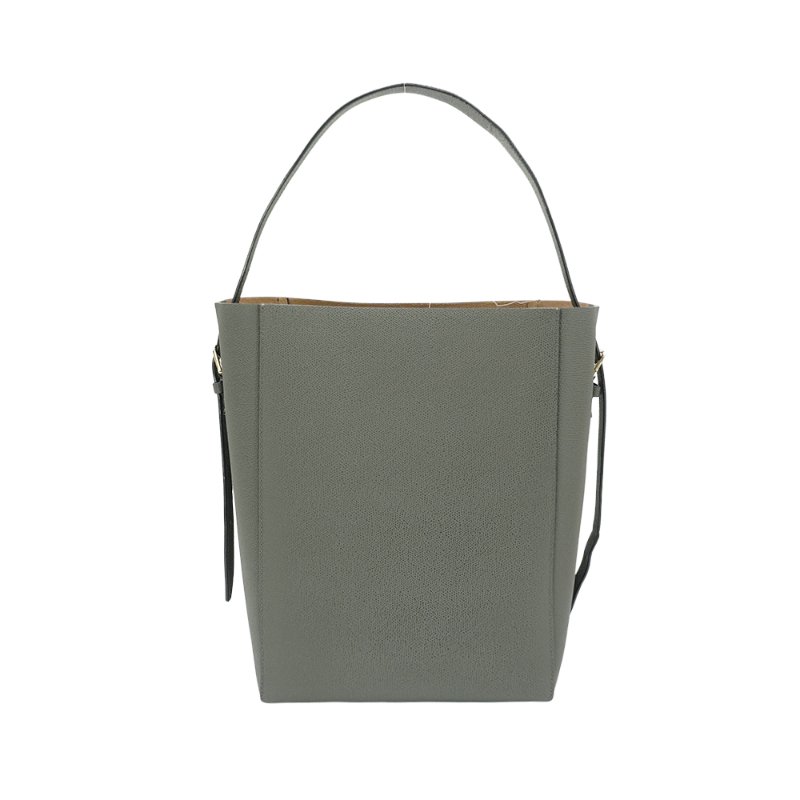 Valextra Bucket 壓紋牛皮肩背水桶包灰)-2